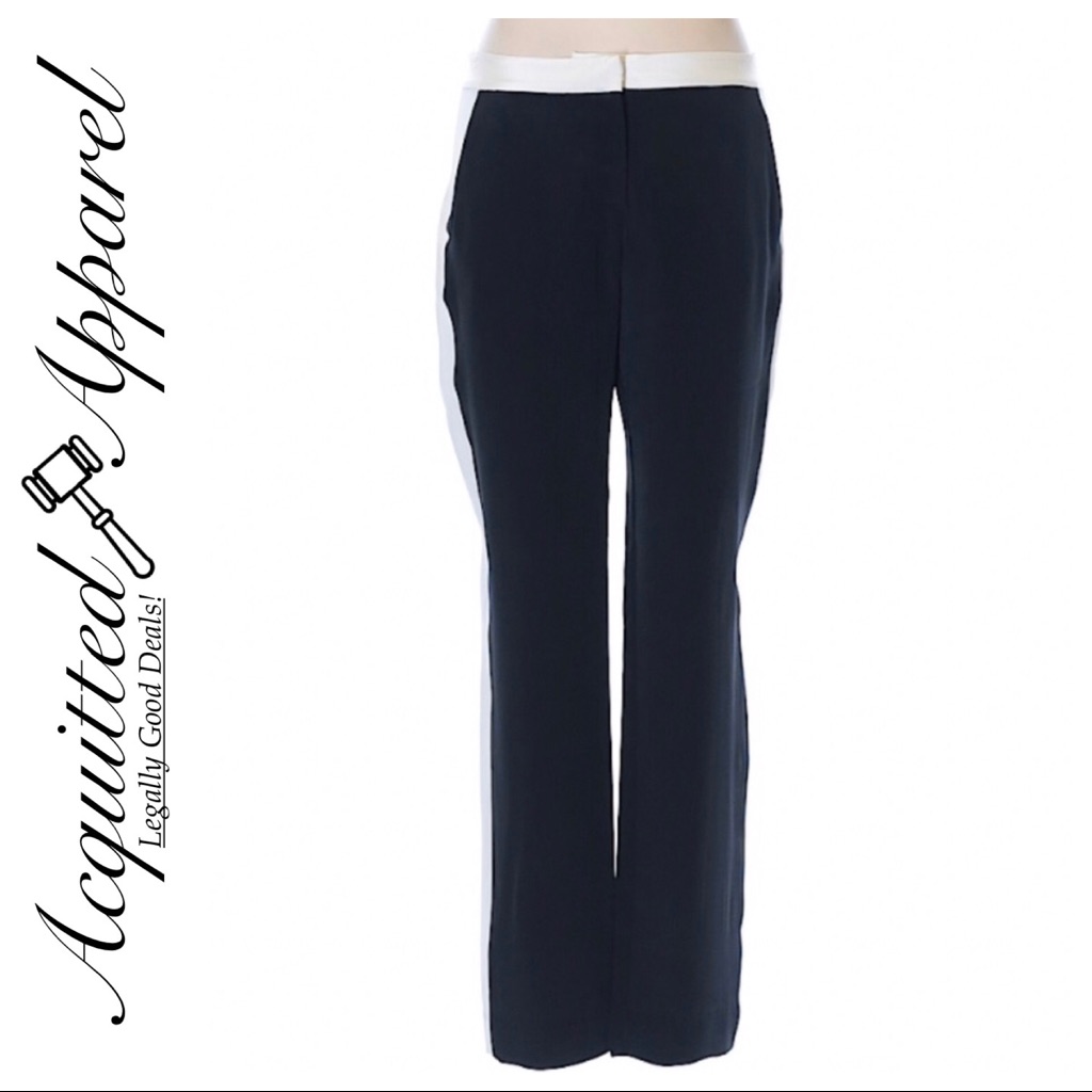 Parker Silk Black White Tuxedo Skinny Leg Pants